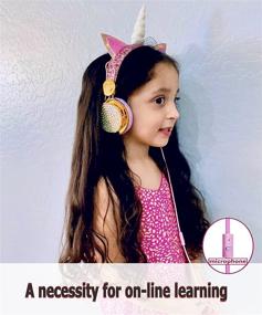 img 2 attached to 🦄 Unicorn Kids Headphones: Safe 85dB Over Ear Headset for School & Travel with Microphone, Adjustable Headband - Perfect Xmas Gift for Children Boys and Girls