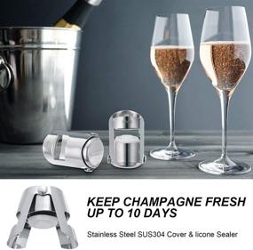 img 3 attached to OWO Champagne Stopper with Stainless Steel - Premium Bottle Sealer for Sparkling Wine & Champagne Saver Plug Set of 2