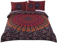 🌺 queen size mandala hippie bedspread set - sleepwish 4 pcs concealed bohemian bedding duvet cover logo