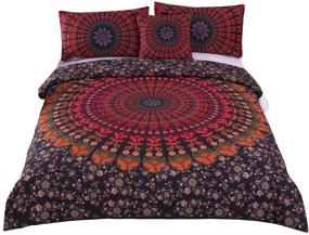 img 4 attached to 🌺 Queen Size Mandala Hippie Bedspread Set - Sleepwish 4 Pcs Concealed Bohemian Bedding Duvet Cover