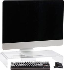 img 1 attached to 🖥️ Clear Acrylic Monitor Stand with Keyboard Storage - Kantek AMS300, Holds up to 50 lbs, 21.25" W x 11.9" D x 3.4" H