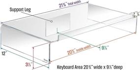 img 3 attached to 🖥️ Clear Acrylic Monitor Stand with Keyboard Storage - Kantek AMS300, Holds up to 50 lbs, 21.25" W x 11.9" D x 3.4" H