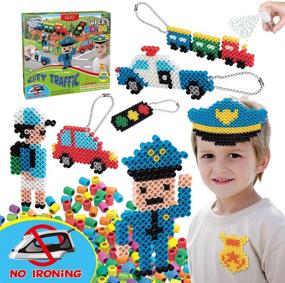 img 4 attached to Creative Boys DIY Water Fuse Non Iron Super Beads: Fun City 🧸 Traffic Crafts Kit for Indoor Activity. Perfect Birthday Gift for 4-9 Year Old Boys.