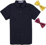 boys' short sleeve dress shirt set with bow tie - aimehonpe solid cotton uniform logo