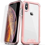 zizo ion series for iphone xs max case military grade drop tested with tempered glass screen protector (rose gold &amp logo