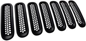 img 3 attached to 🚗 IPARTS Matte Black Front Grill Mesh Grille Inserts Kit - Clip in Version - for Jeep Wrangler & Wrangler Unlimited 2007-2015 (Upgrade, 7PCS)