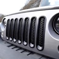 🚗 iparts matte black front grill mesh grille inserts kit - clip in version - for jeep wrangler & wrangler unlimited 2007-2015 (upgrade, 7pcs) logo