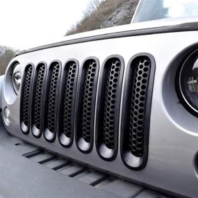 img 4 attached to 🚗 IPARTS Matte Black Front Grill Mesh Grille Inserts Kit - Clip in Version - for Jeep Wrangler & Wrangler Unlimited 2007-2015 (Upgrade, 7PCS)