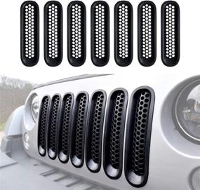 img 2 attached to 🚗 IPARTS Matte Black Front Grill Mesh Grille Inserts Kit - Clip in Version - for Jeep Wrangler & Wrangler Unlimited 2007-2015 (Upgrade, 7PCS)