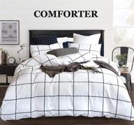 📦 clothknow white plaid comforter sets queen: stylish black & white grid bedding with distressed check design for men and women - 3-piece queen/full size comforter bedding sets logo