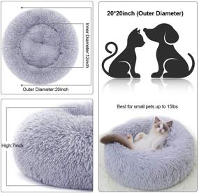 img 3 attached to Indoor Cat Beds, Small Dog Washable Puppy Beds - Cozy Fur Donut Cuddler Marshmallow Cat Bed for Improved Sleep, Round Warm Pet Bed with Orthopedic Relief - Self-Warming Dog Bed