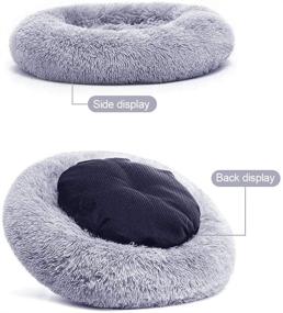 img 2 attached to Indoor Cat Beds, Small Dog Washable Puppy Beds - Cozy Fur Donut Cuddler Marshmallow Cat Bed for Improved Sleep, Round Warm Pet Bed with Orthopedic Relief - Self-Warming Dog Bed