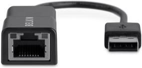 img 1 attached to 🖥️ Belkin USB 2.0 Ethernet Adapter (F4U047bt) in Sleek Black - Add Wired Connectivity to Your Device!