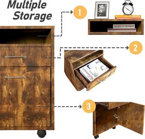img 1 attached to 🗄️ Brown Wood File Mobile Pedestal Organizer with Drawer and Casters - KD ModySimble Mobile File Cabinet for Document Letter, Space Saver in Home Office Study