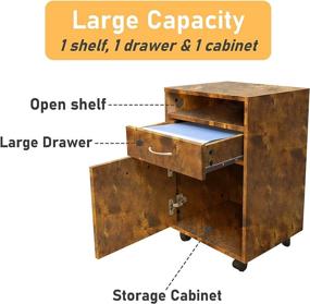 img 2 attached to 🗄️ Brown Wood File Mobile Pedestal Organizer with Drawer and Casters - KD ModySimble Mobile File Cabinet for Document Letter, Space Saver in Home Office Study