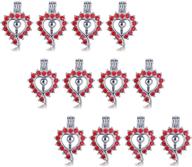 📿 12 rhodium red diamond locket diffuser pendant heart pearl cage beads + lava stone charms for diy necklace bracelet making logo