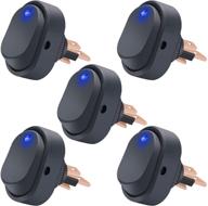 🚗 twidec/5pcs waterproof led lighted rocker switch toggle 12v 30a spst 3 pin on-off blue round dot switch for car boat marine asw-20d-bu: enhance control and safety in your vehicle or vessel logo