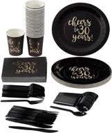 ultimate 30th celebration bundle: plates, napkins, cups, and cutlery for 24 guests (144 pieces) logo