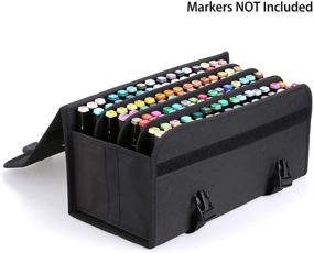 img 1 attached to 🖌️ BTSKY 120-Slot Canvas Marker Case Lipstick Organizer - Primascolor & Sketch Markers Storage (Black)