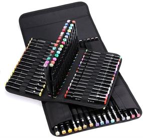 img 2 attached to 🖌️ BTSKY 120-Slot Canvas Marker Case Lipstick Organizer - Primascolor & Sketch Markers Storage (Black)