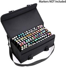img 3 attached to 🖌️ BTSKY 120-Slot Canvas Marker Case Lipstick Organizer - Primascolor & Sketch Markers Storage (Black)