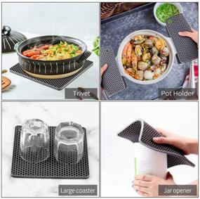 img 3 attached to CUKWILY Silicone Trivet Mats - Multi-Purpose Heat Resistant Non-Slip Larger Thicker Hot Pot Holders (4 Packs, Grey)