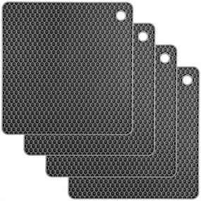 img 4 attached to CUKWILY Silicone Trivet Mats - Multi-Purpose Heat Resistant Non-Slip Larger Thicker Hot Pot Holders (4 Packs, Grey)
