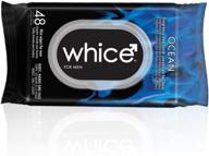 🌊 whice for men - hypoallergenic full body wet wipes: refreshing ocean fragrance to keep your body, hands, and face fresh. ideal for sports/gym, travel, car, and toilet! 48ct dispenser pack. logo