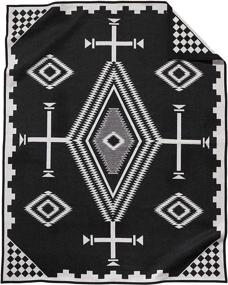 img 3 attached to 🖤 Pendleton Black and White Los Ojos Wool Blanket - Twin Size