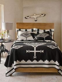 img 1 attached to 🖤 Pendleton Black and White Los Ojos Wool Blanket - Twin Size