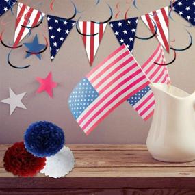 img 1 attached to Celebrate Independence Day with Enjoyfun 4th of July Decorations - Patriotic Red, White, and Blue 🎉 Party Set of 41Pcs Including USA Flag Pennants, Paper Fans, Pom Poms, Tassels, Star Streamers, and Hanging Swirls