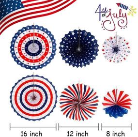 img 2 attached to Celebrate Independence Day with Enjoyfun 4th of July Decorations - Patriotic Red, White, and Blue 🎉 Party Set of 41Pcs Including USA Flag Pennants, Paper Fans, Pom Poms, Tassels, Star Streamers, and Hanging Swirls