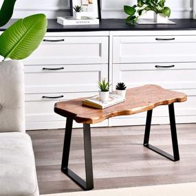 img 2 attached to 🪑 WELLAND Wood Entryway Bench: A Stylish Mid-century Modern Addition for Your Living Room, Indoor Space, Porch, or Farmhouse