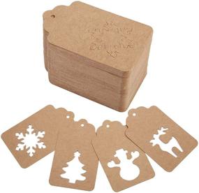 img 4 attached to 🎁 KAKA SENLIN 100pcs Christmas Gift Tags with Strings - Craft Labels, 4 Patterns - Kraft Paper Hang Tags