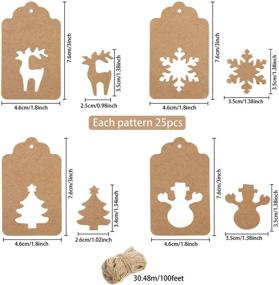 img 3 attached to 🎁 KAKA SENLIN 100pcs Christmas Gift Tags with Strings - Craft Labels, 4 Patterns - Kraft Paper Hang Tags