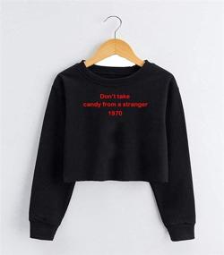 img 3 attached to 👕 G-Amber Kids Crop Sweatshirts: Long Sleeve Funny Letters Print Fashion Pullover Tops for Girls