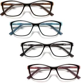 img 3 attached to 👓 Set of 4 Women's Colorful Cateye Reading Glasses with Large Comfortable Frames