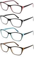 👓 set of 4 women's colorful cateye reading glasses with large comfortable frames logo