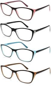 img 4 attached to 👓 Set of 4 Women's Colorful Cateye Reading Glasses with Large Comfortable Frames