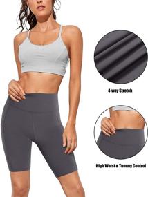 img 2 attached to G4Free Women's High Waist Yoga Shorts with Pockets | Compression Running Workout Spandex Shorts, 8-Inch Inseam