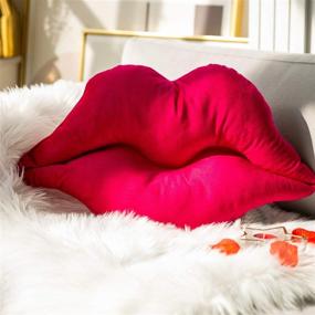 img 4 attached to 🎀 Подушки Ashler 3D Lips Velvet с наполнителем - мягкие и гладкие подушки для гостиной, спальни, дивана - розовый цвет, 20 х 11 дюймов