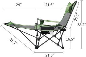 img 1 attached to METKIIO Portable Camping Chair with Detachable Footrest – Lightweight Recliner with Cup Holder and Storage Bag, 330lbs Weight Capacity in Green