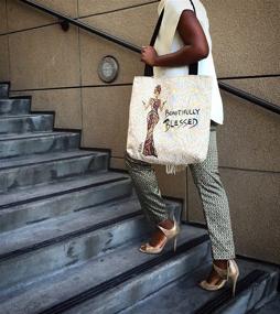 img 2 attached to 👜 Beautifully Blessed Woven Tote Bag, Shades of Color, 17 x 17 inches, Beige (WTB004)