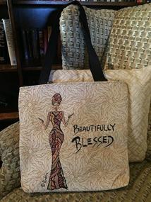 img 3 attached to 👜 Beautifully Blessed Woven Tote Bag, Shades of Color, 17 x 17 inches, Beige (WTB004)