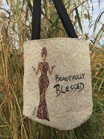 img 1 attached to 👜 Beautifully Blessed Woven Tote Bag, Shades of Color, 17 x 17 inches, Beige (WTB004)