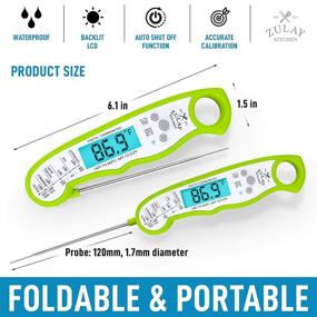 img 2 attached to Zulay Waterproof Digital Food Thermometer - Instant Read Meat Thermometer with Backlight, Calibration & Internal Magnetic Mount - Ideal for Cooking, Kitchen, BBQ & Grill (Green)