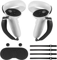 🎮 mugeymyd oculus quest 2 touch controller grip cover with lens protection - sweat-proof, anti-throw accessory with adjustable wrist knuckle strap (white) logo