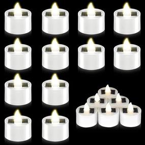 img 4 attached to 🕯️ 18 Pack Solar Tea Light Candles - Flameless LED Waterproof Tealights with Dusk to Dawn Flickering Sensor for Christmas Party, Garden, Yard, and Home Decor (1.5 x 1.4 Inch)