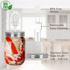 img 2 attached to Samshow Fermentation Kit - Includes 4 NonSlip Grip Glass Weights and 4 Stainless Steel Lids with Airlocks for Wide Mouth Mason Jars Ferments Such As kimchi, Sauerkraut, etc