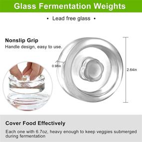 img 3 attached to Samshow Fermentation Kit - Includes 4 NonSlip Grip Glass Weights and 4 Stainless Steel Lids with Airlocks for Wide Mouth Mason Jars Ferments Such As kimchi, Sauerkraut, etc